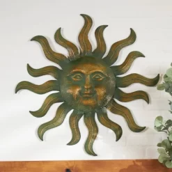 Metal Sun Wall Decor With Smiling Face And Curved Rays Copper - Olivia & May 14 Metal Sun Wall Decor With Smiling Face And Curved Rays Copper - Olivia & May -Fashion Home Decor Store GUEST 291a4f49 3f0c 4152 a9e1 478376475090