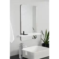 22" X 30" Fosset Frameless Mirror With Shelf White - Kate & Laurel All Things Decor 15 22" X 30" Fosset Frameless Mirror With Shelf White - Kate & Laurel All Things Decor -Fashion Home Decor Store GUEST 2aca3dd6 bd7e 484e bef5 7e650a7e547a