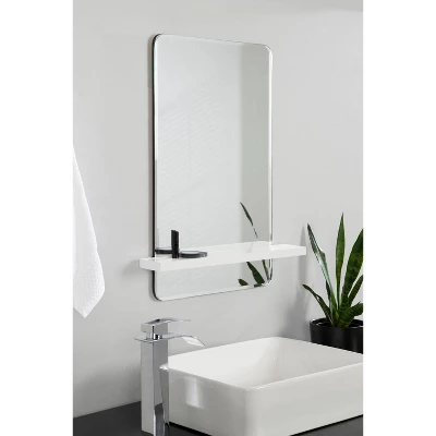 22" X 30" Fosset Frameless Mirror With Shelf White - Kate & Laurel All Things Decor 8 22" X 30" Fosset Frameless Mirror With Shelf White - Kate & Laurel All Things Decor - Image 6