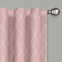 Nora Geo Embroidery Absolute Zero Blackout Window Panel - Eclipse