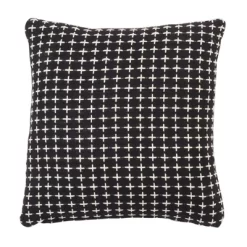 Saro Lifestyle Cross Thread Decorative Pillow Cover, Black, 18"
