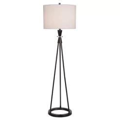Round Metal Floor Lamp With Crystal Accent Black/Nickel - StyleCraft