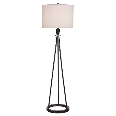 Round Metal Floor Lamp With Crystal Accent Black/Nickel - StyleCraft 3 Round Metal Floor Lamp With Crystal Accent Black/Nickel - StyleCraft