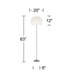 Possini Euro Design Modern Floor Lamp 63" Tall Brushed Steel White Orb Petal Flower Shade Dimmable For Living Room Reading Bedroom Office -Fashion Home Decor Store GUEST 2bef62f7 9811 45b9 834d 976318cacb5f