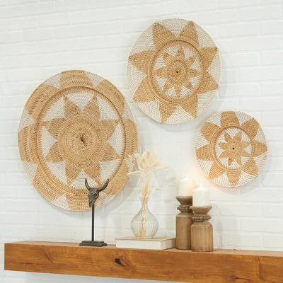 Set Of 3 Rattan Plate Woven Basket Wall Decors - Olivia & May 16 Set Of 3 Rattan Plate Woven Basket Wall Decors - Olivia & May - Image 14