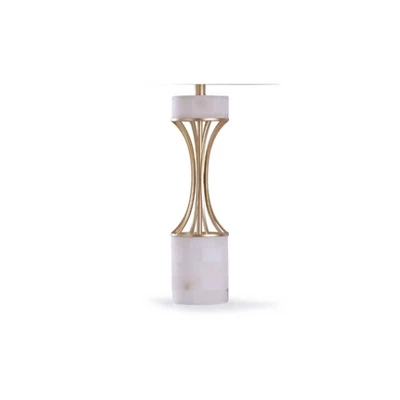 Abyaz Concave Metal Table Lamp With Marble Accent Drum Shade Gold - StyleCraft 4 Abyaz Concave Metal Table Lamp With Marble Accent Drum Shade Gold - StyleCraft - Image 2