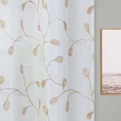 Trinity Tier Floral Kitchen Curtains Embroidered Set For Half Window, 2 Panels