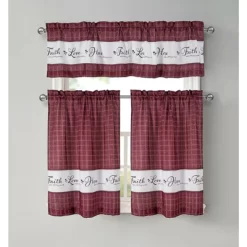 Kate Aurora Country Living Gingham Check Hope Faith Love 3 Pc Cafe Kitchen Curtain Set -Fashion Home Decor Store GUEST 2dcdc90d bcd0 4256 8b98 e337d58beaf6