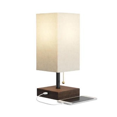 Small Table Lamp Set With Wood Base – Set Of 2 Modern Rectangle Lights With LED Bulb IncludeDecor Living Room, Bedroom, Or Home Office By Lavish Home 6 Small Table Lamp Set With Wood Base – Set Of 2 Modern Rectangle Lights With LED Bulb IncludeDecor Living Room, Bedroom, Or Home Office By Lavish Home - Image 4
