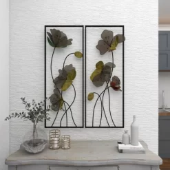 Metal Floral Wall Decor With Black Frame Set Of 2 Black - Olivia & May -Fashion Home Decor Store GUEST 2f120a06 f64c 4281 b129 1b3be1c61e12