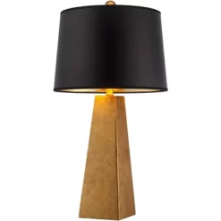Possini Euro Design Obelisk Modern Table Lamp 26" High Gold Leaf Tapered Column Black Paper Drum Shade For Bedroom Living Room Bedside Nightstand Home -Fashion Home Decor Store GUEST 2f211d92 958f 4bed 8a14 cb27368096e6