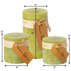 Green Grape Timber Pillar Candles Kit - Set Of 3