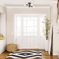 3-Light Shipka Flush Mount Ceiling Light With Antique Brass Accent Matte Black - Globe Electric -Fashion Home Decor Store GUEST 30e2279d d291 4bf4 9f10 503d8b24157d