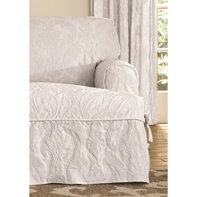 Matelasse Damask Slipcover White - Sure Fit 4 Matelasse Damask Slipcover White - Sure Fit - Image 2