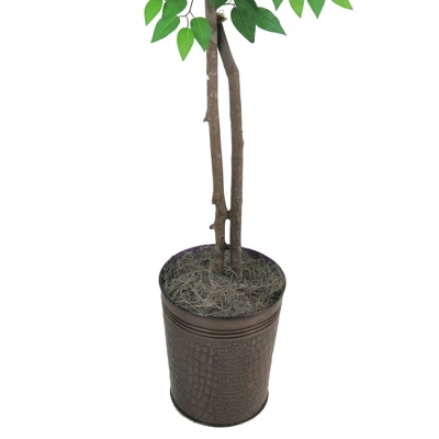 6' Artificial Ficus Tree In Embossed Metal Base (Round) – LCG Florals 3 6' Artificial Ficus Tree In Embossed Metal Base (Round) – LCG Florals