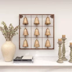 Metal Bell Square Frame Wall Decor Brass - Olivia & May -Fashion Home Decor Store GUEST 33dabbf0 4669 4f9d 9a8f 3247307cef27