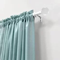Decorative Drapery Curtain Rod With Acrylic Ball Finials White - Lumi Home Furnishings