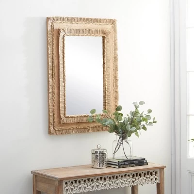 Bohemian Wood Rectangle Wall Mirror Brown - Olivia & May 4 Bohemian Wood Rectangle Wall Mirror Brown - Olivia & May - Image 2