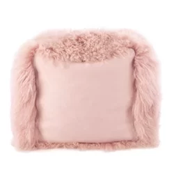 Saro Lifestyle Real Mongolian 100% Wool Lamb Fur Pouf Ottoman Square