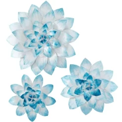 Set Of 3 Metal Floral 3D Wall Decors Blue - The Novogratz -Fashion Home Decor Store GUEST 36971293 3c84 4dae 9b99 9eacb8d545c4