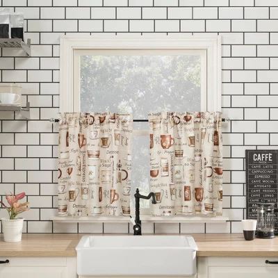 Bristol Coffee Shop Semi-Sheer Rod Pocket Kitchen Curtain Valance And Tiers Set Ivory - No. 918 7 Bristol Coffee Shop Semi-Sheer Rod Pocket Kitchen Curtain Valance And Tiers Set Ivory - No. 918 - Image 5