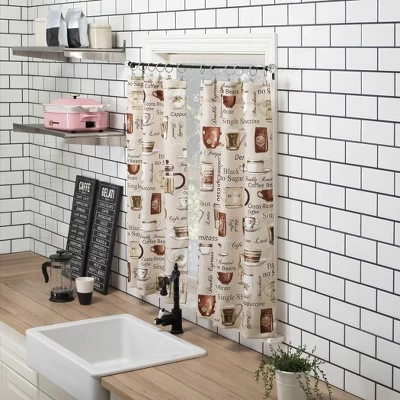 Bristol Coffee Shop Semi-Sheer Rod Pocket Kitchen Curtain Valance And Tiers Set Ivory - No. 918 9 Bristol Coffee Shop Semi-Sheer Rod Pocket Kitchen Curtain Valance And Tiers Set Ivory - No. 918 - Image 7