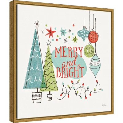 16" X 16" Merry And Bright Christmas Tree Square By Janelle Penner Framed Canvas Wall Art - Amanti Art 3 16" X 16" Merry And Bright Christmas Tree Square By Janelle Penner Framed Canvas Wall Art - Amanti Art