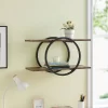 2-Tier Antigua Crossed Double Circle Wall Shelf Unit Black/Rustic - Danya B. 1 2-Tier Antigua Crossed Double Circle Wall Shelf Unit Black/Rustic - Danya B. -Fashion Home Decor Store GUEST 3a7281df 3a95 4520 8524 b7c84be896d9
