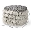 Alian Handwoven Wool Tassel Moroccan Inspired Pouf Ottoman Black/Ivory - Baxton Studio