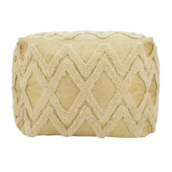 Saro Lifestyle Tufted Pouf With Foil Print Design