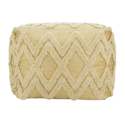 Saro Lifestyle Tufted Pouf With Foil Print Design 3 Saro Lifestyle Tufted Pouf With Foil Print Design