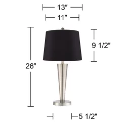 360 Lighting Geoff Modern Table Lamps 26" High Set Of 2 Brushed Nickel With USB Charging Port Black Faux Silk Drum Shade For Bedroom Living Room Desk 9 360 Lighting Geoff Modern Table Lamps 26" High Set Of 2 Brushed Nickel With USB Charging Port Black Faux Silk Drum Shade For Bedroom Living Room Desk -Fashion Home Decor Store GUEST 3dcbe9fd 7a99 4a83 b163 e8fc44d8a077