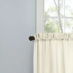 Thermavoile Rhapsody Lined Light Filtering Thermal Barrier Curtains Rod Pocket Curtain Tiers Pair Each 54" X 24" Ivory