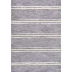 Bande Distressed Ticking Stripe Machine-Washable Area Rug - JONATHAN Y