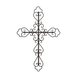 Metal Wall Cross With Decorative Fleur De Lis Design- Rustic Handcrafted Religious Wall Art For Décor In Living Room, Bedroom, More By Lavish Home