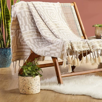 50"x60" Hypnotic Throw Blanket Taupe - Jungalow By Justina Blakeney 6 50"x60" Hypnotic Throw Blanket Taupe - Jungalow By Justina Blakeney - Image 4