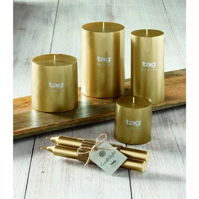 Tagltd Metallic Pillar Candle 3X6 3 Tagltd Metallic Pillar Candle 3X6