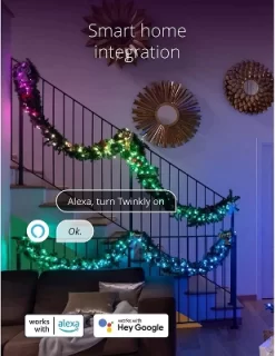 Twinkly Pre-Lit Garland App-Controlled LED Artificial Christmas Garland With 50 RGB+W (16 Million Colors + Warm White) LEDs. 9 Feet. Green Wire. -Fashion Home Decor Store GUEST 47bf0972 459e 4e8d befb 18a2f3bd1c56