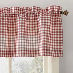 Parkham Farmhouse Plaid Rod Pocket Semi-Sheer Kitchen Curtain Valance And Tiers Set - No. 918