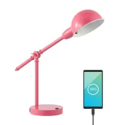 20.25" Curtis Vintage Industrial Iron Adjustable Dome Shade Task Lamp With USB Charging Port (Includes LED Light Bulb) - JONATHAN Y -Fashion Home Decor Store GUEST 492cbab7 38a5 4079 90eb 74412a2d40b9