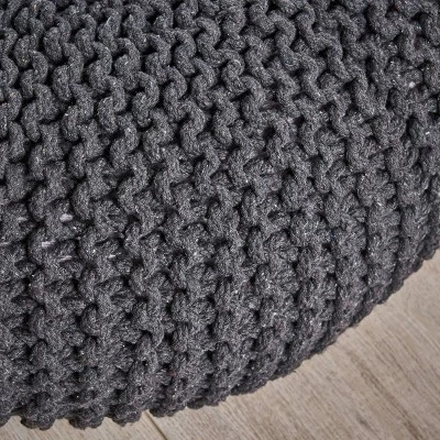Burley Knitted Donut Pouf Dark Gray - Christopher Knight Home 4 Burley Knitted Donut Pouf Dark Gray - Christopher Knight Home - Image 2