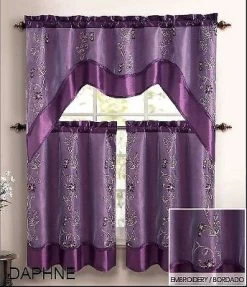 GoodGram 3 Piece Daphne Embroidered Complete Kitchen Curtain Tier And Valance Set -Fashion Home Decor Store GUEST 4a5a19de f276 4d33 9355 ea853d624952