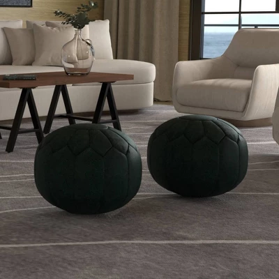 Rogen Round Pouf Teal - WyndenHall 3 Rogen Round Pouf Teal - WyndenHall