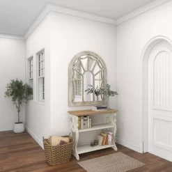 Wood Window Pane Inspired Wall Mirror With Arched Top Cream - Olivia & May -Fashion Home Decor Store GUEST 4c7a5f0e 4254 4d12 8c20 5fa85f8c4efa