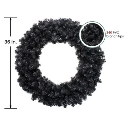 Northlight 36" Black Colorado Spruce Artificial Halloween Wreath - Unlit 3 Northlight 36" Black Colorado Spruce Artificial Halloween Wreath - Unlit