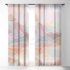 Sewzinski Pastel Mountains Single Panel Sheer Window Curtain - Society6