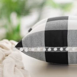 2 Pcs 18"x18" Polyester Buffalo Check Plaid With Pompoms Decorative Pillow Cover - PiccoCasa -Fashion Home Decor Store GUEST 4d772104 aa57 4128 bcdf 4c22533f5887