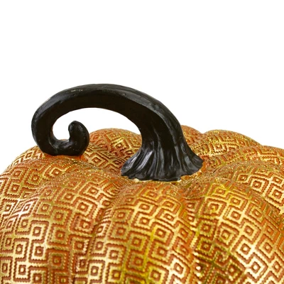 Northlight 7.5" Gold And Orange Textured Greek Key Pumpkin Fall Decoration 4 Northlight 7.5" Gold And Orange Textured Greek Key Pumpkin Fall Decoration - Image 2