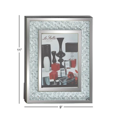 5" X 7" Glass Mirrored Photo Frame With Floating Crystals Silver - Olivia & May 4 5" X 7" Glass Mirrored Photo Frame With Floating Crystals Silver - Olivia & May - Image 2