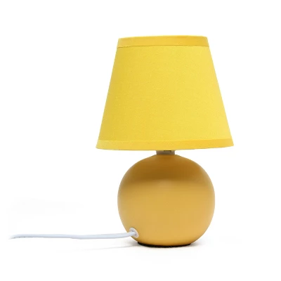 8.66" Petite Ceramic Orb Base Bedside Table Desk Lamp With Matching Tapered Drum Fabric Shade Yellow - Creekwood Home 7 8.66" Petite Ceramic Orb Base Bedside Table Desk Lamp With Matching Tapered Drum Fabric Shade Yellow - Creekwood Home - Image 5